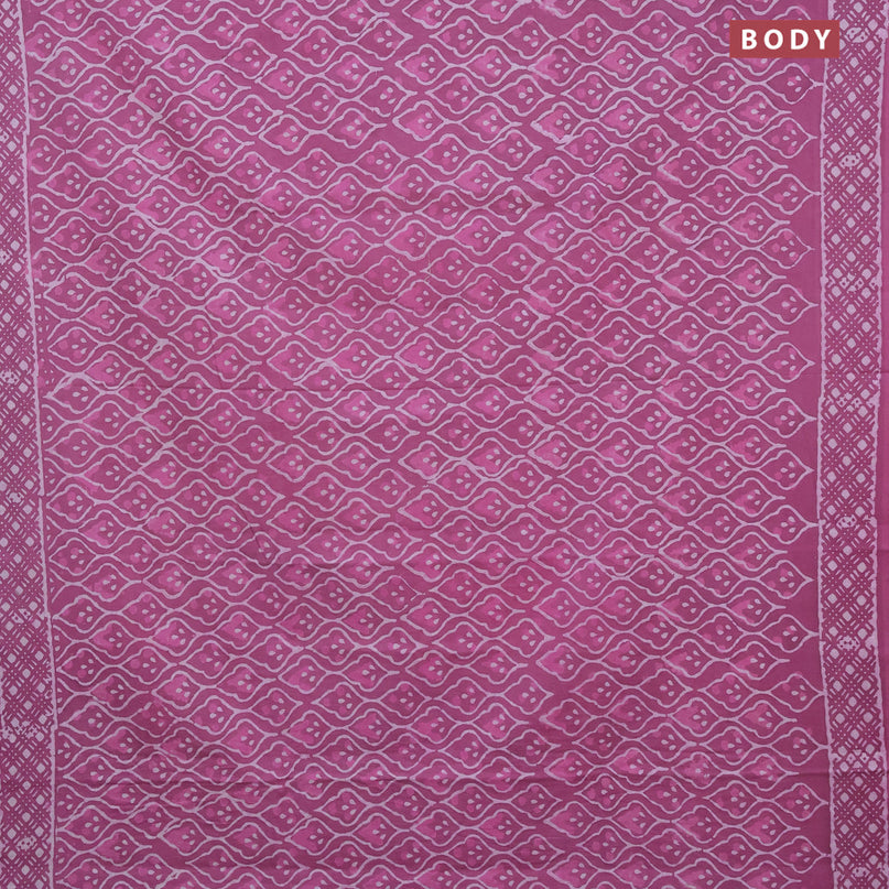 Jaipur cotton saree mauve pink with allover prints and printed border