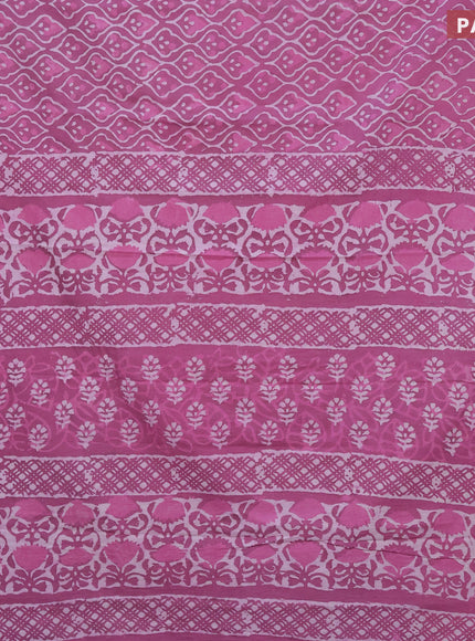 Jaipur cotton saree mauve pink with allover prints and printed border