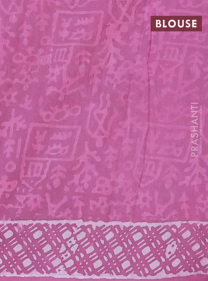 Jaipur cotton saree mauve pink with allover prints and printed border