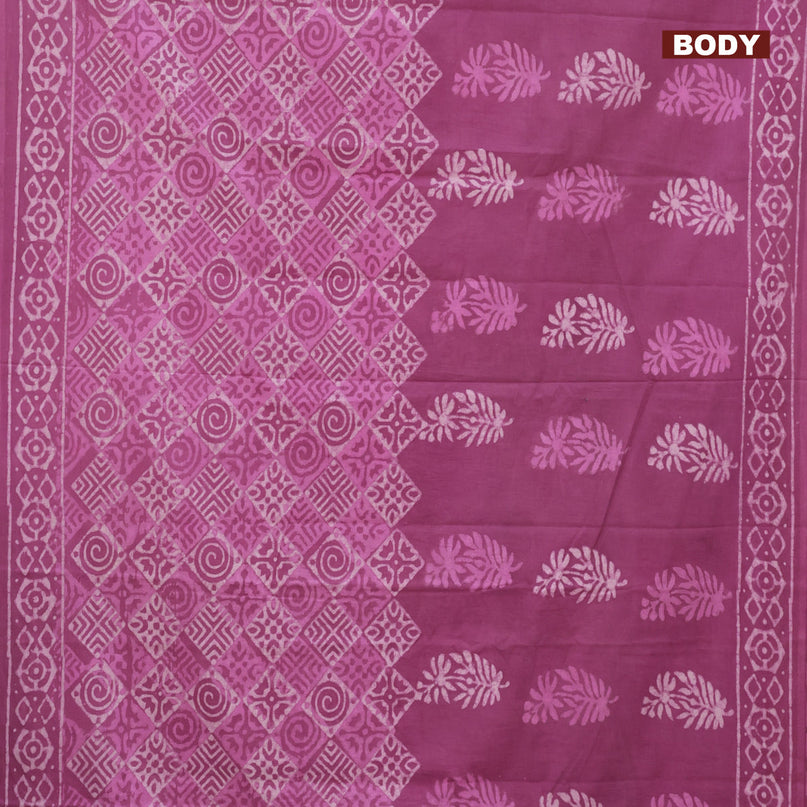 Jaipur cotton saree mauve pink shade with allover butta prints and printed border