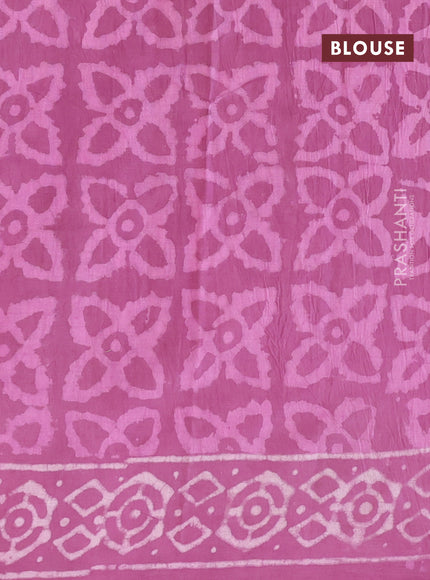 Jaipur cotton saree mauve pink shade with allover butta prints and printed border