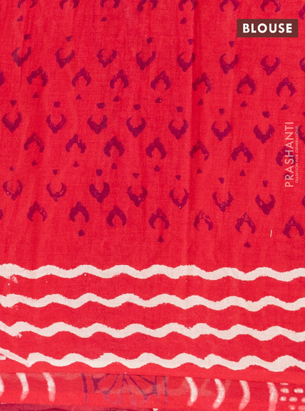 Jaipur cotton saree reddish pink with allover prints and printed border