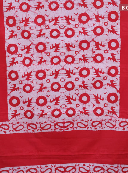 Jaipur cotton saree red and white with batik prints in borderless style