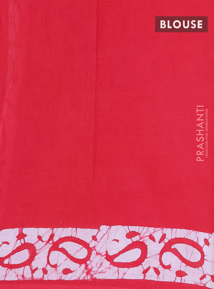 Jaipur cotton saree red and white with batik prints in borderless style