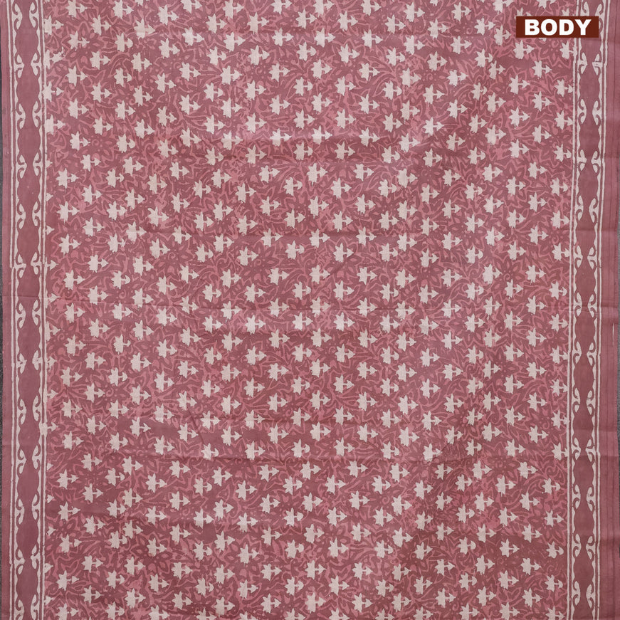 Jaipur cotton saree rosy brown with allover dabu prints and printed border