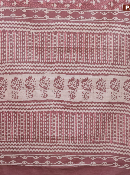 Jaipur cotton saree rosy brown with allover dabu prints and printed border