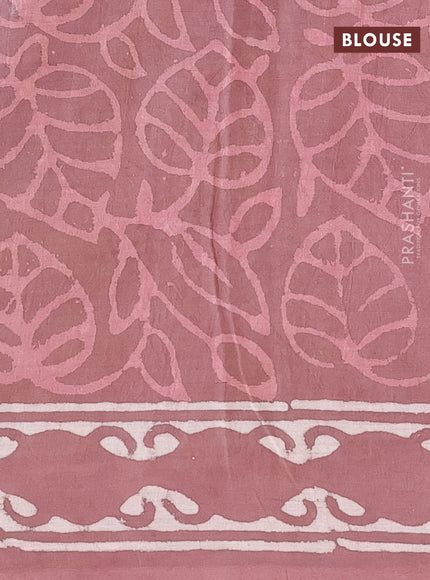 Jaipur cotton saree rosy brown with allover dabu prints and printed border