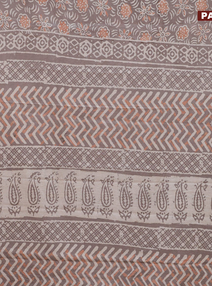 Jaipur cotton saree pastel brown shade and beige with allover prints and printed border