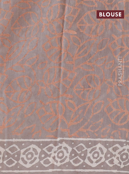 Jaipur cotton saree pastel brown shade and beige with allover prints and printed border