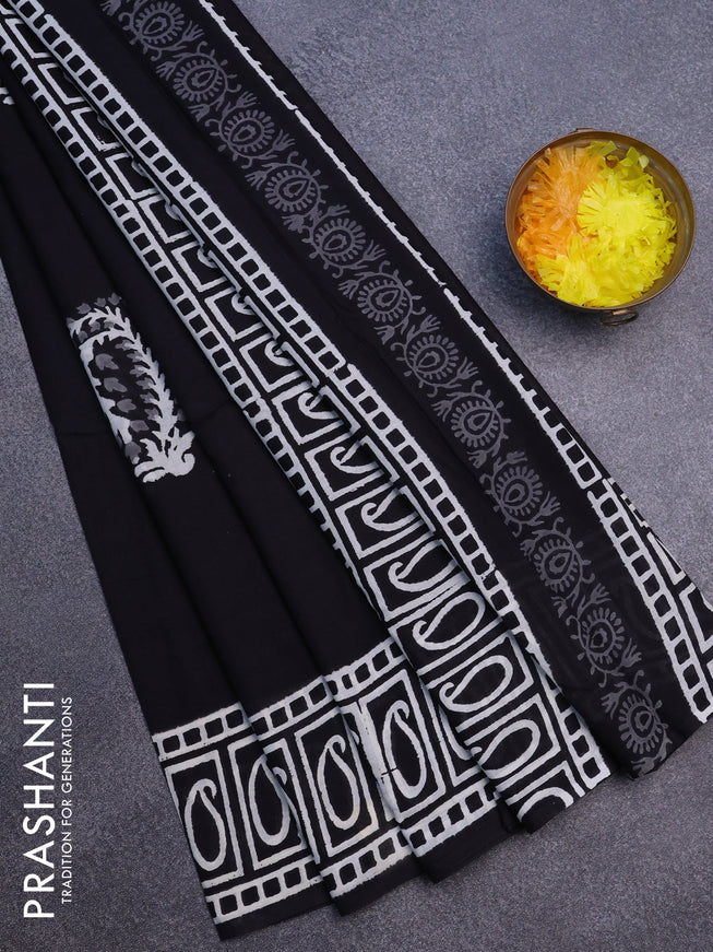 Jaipur cotton saree black with butta prints and printed border