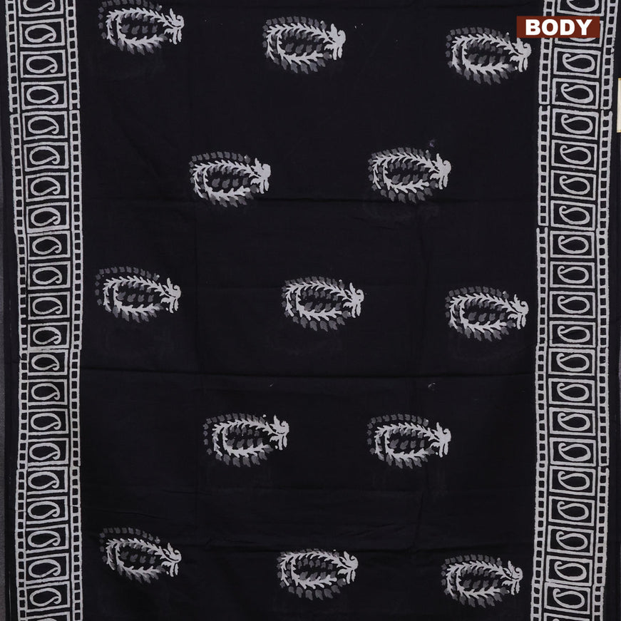 Jaipur cotton saree black with butta prints and printed border