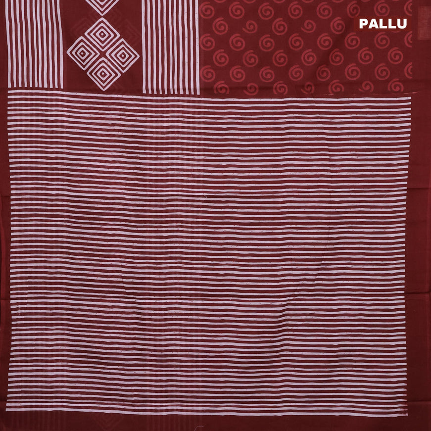 Jaipur cotton saree maroon with half & half style and printed border