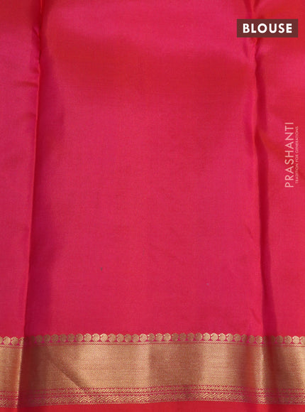 Pure kanjivaram silk saree teal blue and dual shade of pinkish orange with zari woven paisley buttas and zari woven border