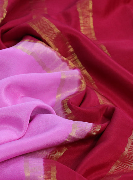 Pure mysore silk saree light pink and dark pink with plain body and zari woven border