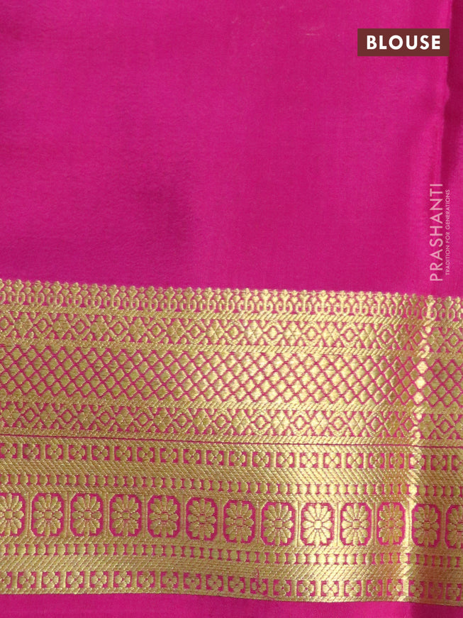 Pure mysore silk saree teal blue shade and pink with plain body and zari woven border