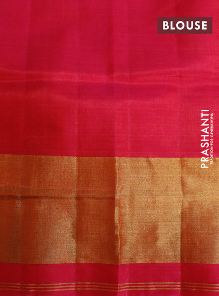 Rajkot patola silk saree off white and pink with allover ikat weaves and ikat woven zari border