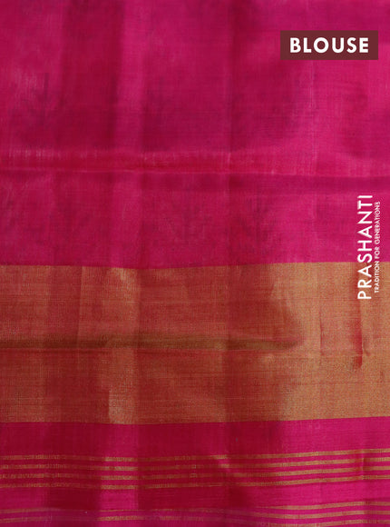 Rajkot patola silk saree off white and pink with allover ikat weaves and ikat woven zari border