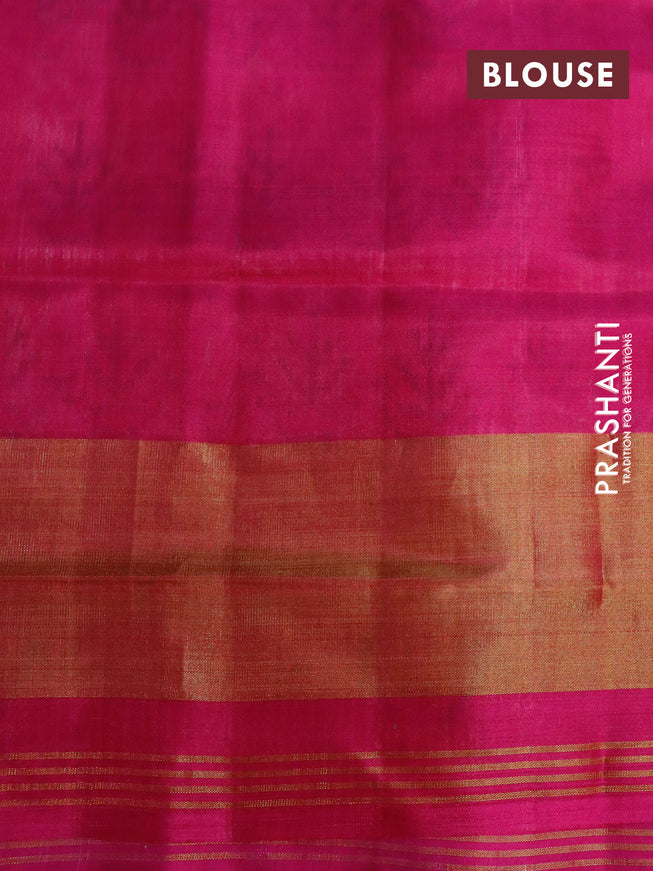 Rajkot patola silk saree off white and pink with allover ikat weaves and ikat woven zari border