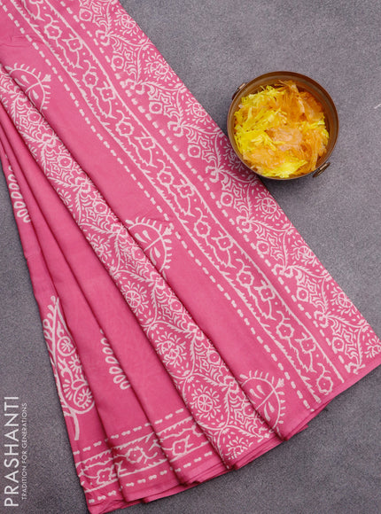 Pashmina silk saree pink with butta prints and printed border