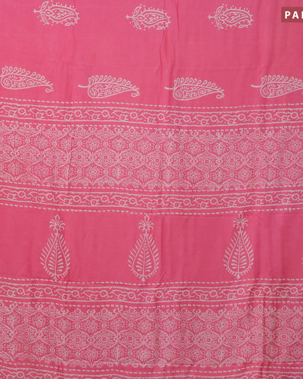 Pashmina silk saree pink with butta prints and printed border