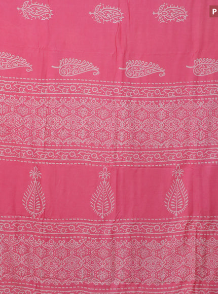 Pashmina silk saree pink with butta prints and printed border