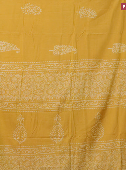 Pashmina silk saree mustard yellow with butta prints and printed border