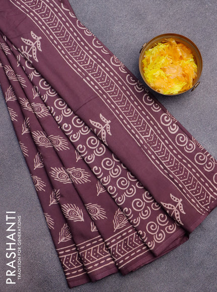 Pashmina silk saree wine shade with butta prints and printed border