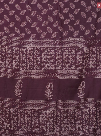 Pashmina silk saree wine shade with butta prints and printed border