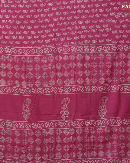 Pashmina silk saree magenta pink with butta prints and printed border