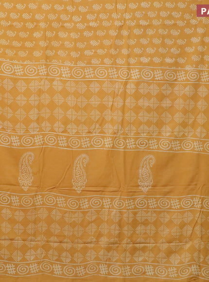 Pashmina silk saree mustard yellow with butta prints and printed border