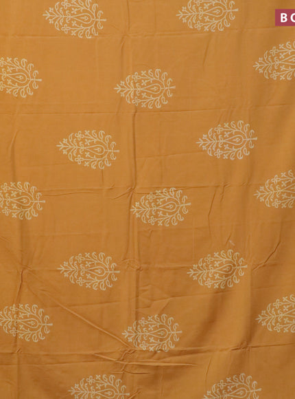 Pashmina silk saree mustard yellow with butta prints and printed border