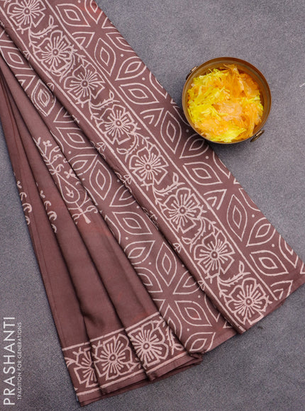 Pashmina silk saree brown shade with butta prints and printed border