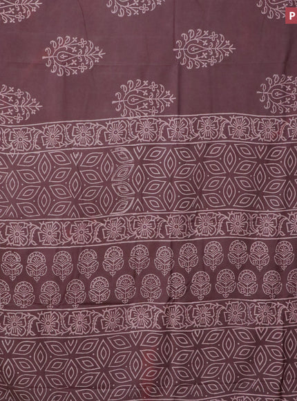 Pashmina silk saree brown shade with butta prints and printed border