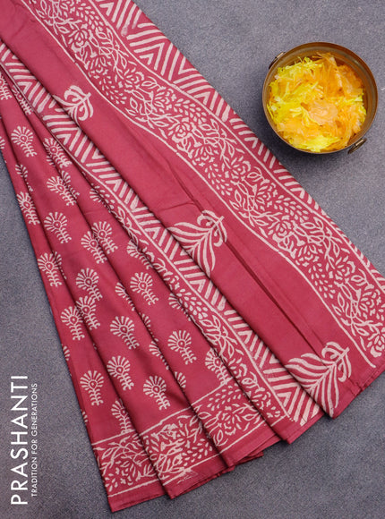 Pashmina silk saree magenta pink with butta prints and printed border