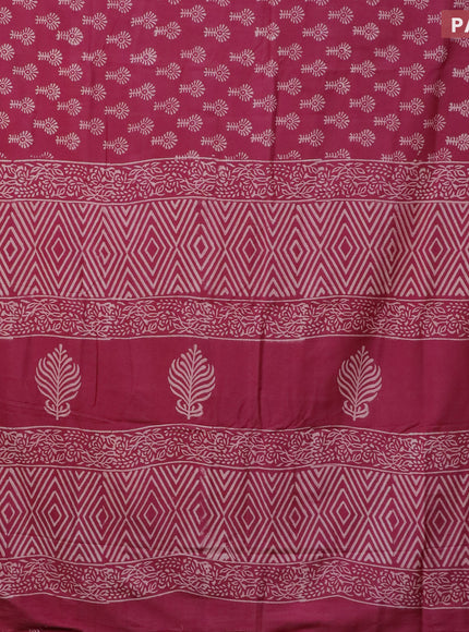 Pashmina silk saree magenta pink with butta prints and printed border