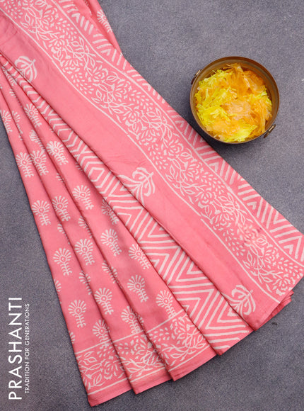 Pashmina silk saree light pink with butta prints and printed border