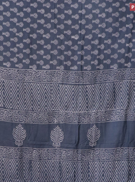 Pashmina silk saree grey with butta prints and printed border