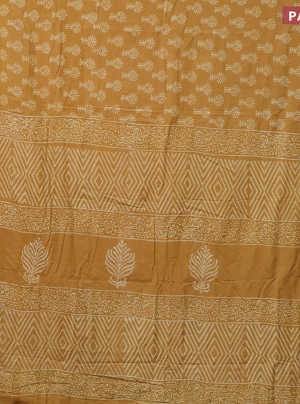 Pashmina silk saree mustard yellow with butta prints and printed border