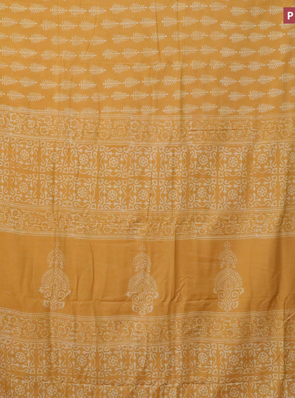 Pashmina silk saree mustard yellow with butta prints and printed border