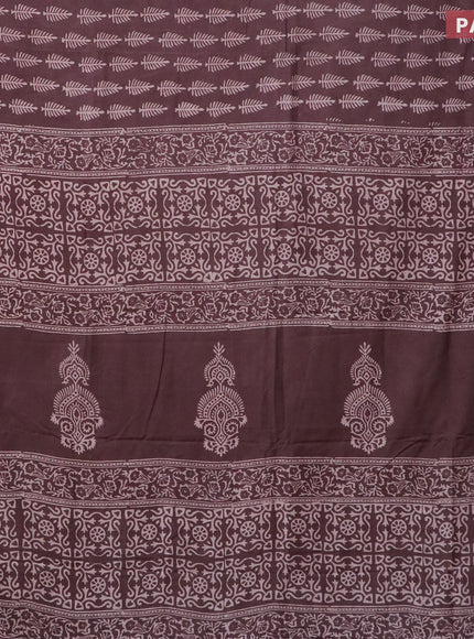 Pashmina silk saree brown with butta prints and printed border