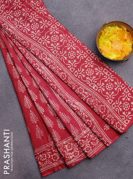 Pashmina silk saree maroon with butta prints and printed border