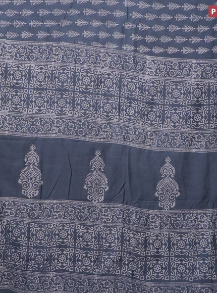 Pashmina silk saree grey with butta prints and printed border