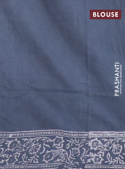 Pashmina silk saree grey with butta prints and printed border