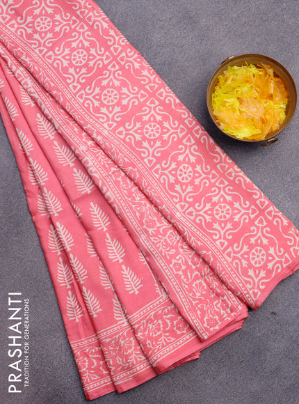 Pashmina silk saree light pink with butta prints and printed border