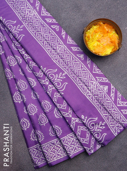 Pashmina silk saree lavender with butta prints and printed border