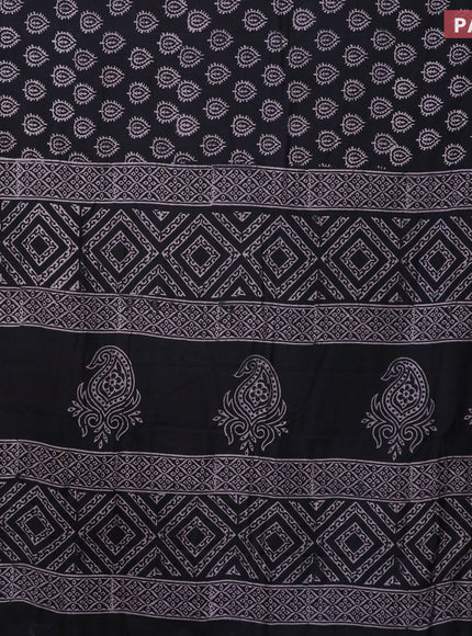 Pashmina silk saree black with butta prints and printed border