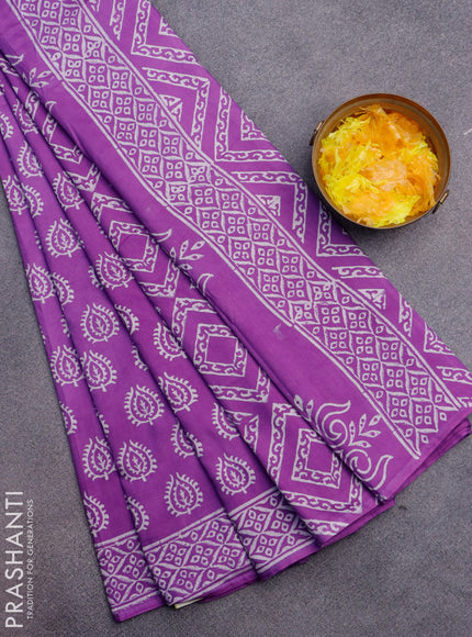 Pashmina silk saree purple with butta prints and printed border