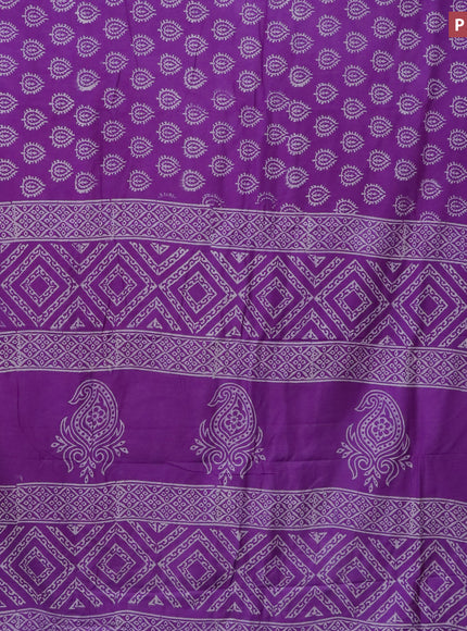 Pashmina silk saree purple with butta prints and printed border