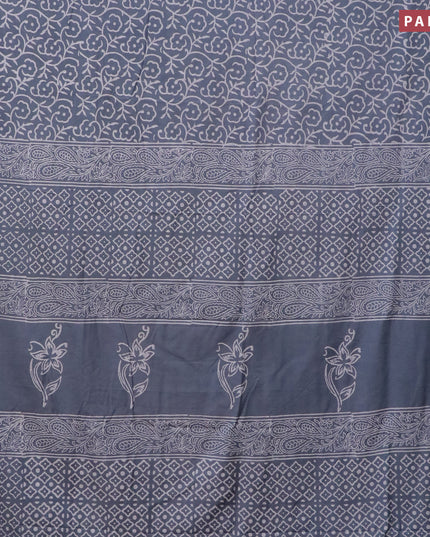 Pashmina silk saree grey with allover floral prints and printed border