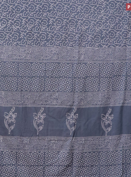 Pashmina silk saree grey with allover floral prints and printed border